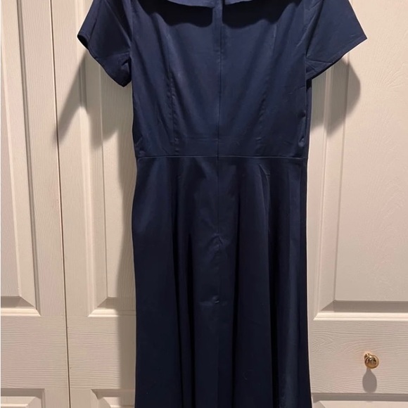 Zapaka navy blue cute retro style dress. Mid length. Cotton. - Picture 2 of 4